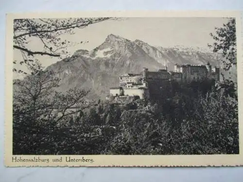 [Echtfotokarte schwarz/weiß] Hohensalzburg und Unterberg. 