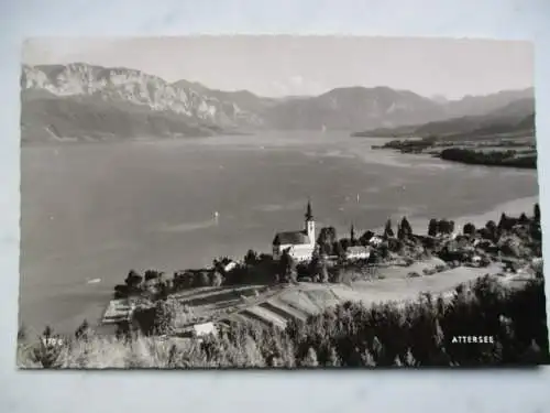 [Echtfotokarte schwarz/weiß] Attersee. 