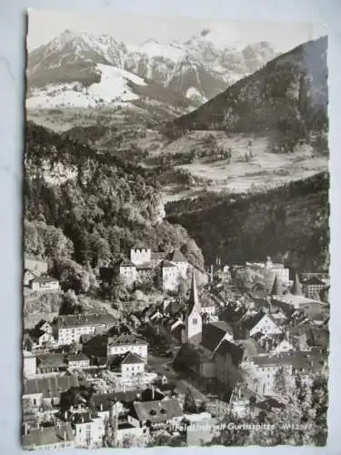 [Echtfotokarte schwarz/weiß] Feldkirch mit Gurtisspitze. 