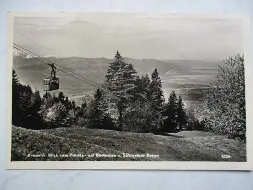 [Echtfotokarte schwarz/weiß] Bregenz Blick vom Pfänder auf Bodensee u. Schweizer Berge. 