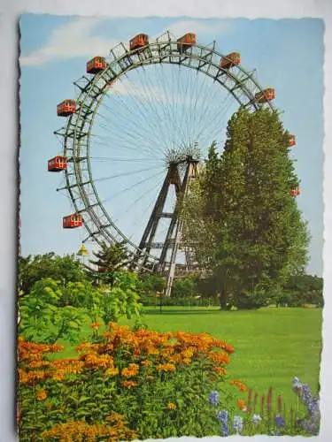 [Echtfotokarte farbig] Wien Prater mit Riesenrad. 