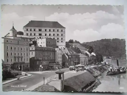 [Echtfotokarte schwarz/weiß] Linz a. d. Schloß. 