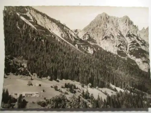 [Echtfotokarte schwarz/weiß] Gasthaus Hochvogel Hinterhornbach / Tirol 1180 m. 