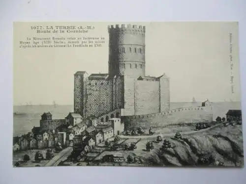 [Lithographie] La Turbie - Route de la Corniche. 