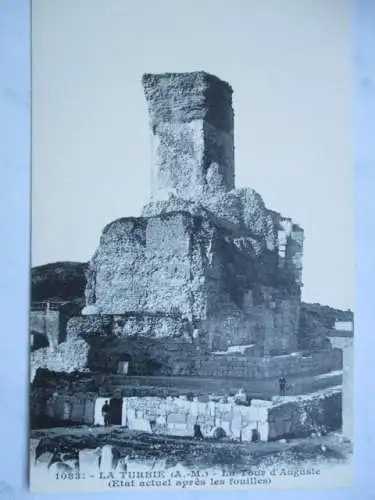 [Lithographie] La Turbie - La Tour d'Auguste
(Etat actuel après les fouilles). 