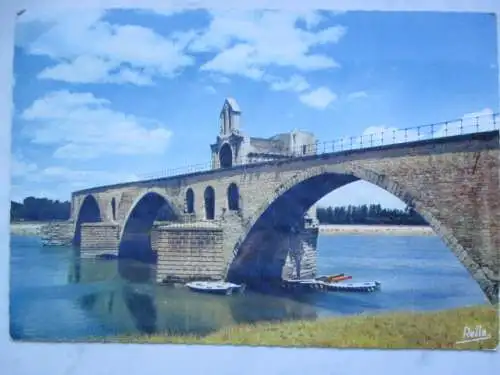 [Echtfotokarte farbig] Avignon (Vaucluse) Le Pont Saint-Bénézet et la Chapelle. 