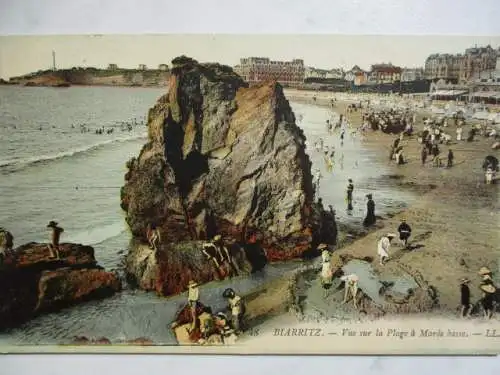 [Lithographie] Biarritz - Vue sur la Plage à Marée basse. 