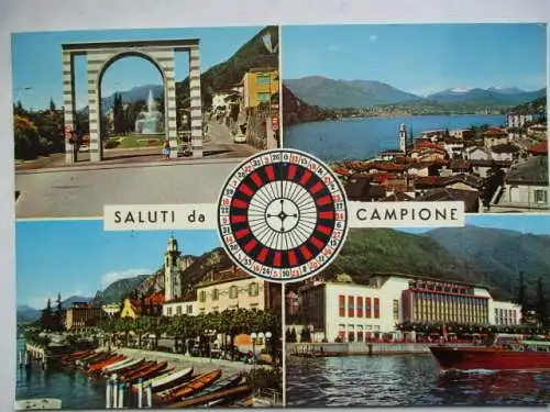 [Echtfotokarte farbig] Saluti de  Campione
Lago di Lugano. 