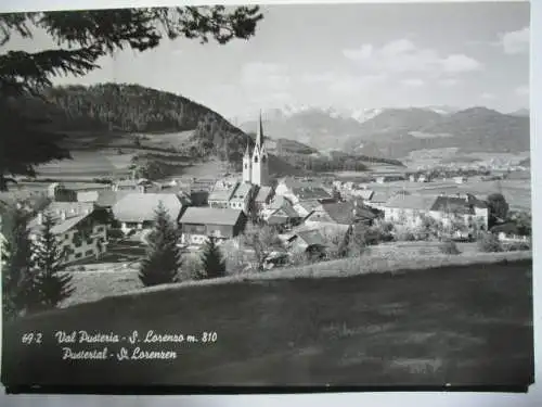 [Echtfotokarte schwarz/weiß] Val Pusteria - S. Lorenzo m 810. 