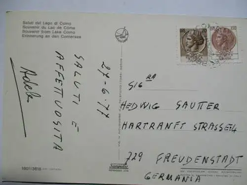 [Echtfotokarte farbig] Saluti dal Lago di Como. 