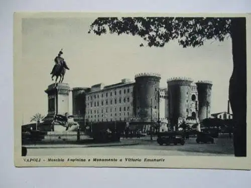 [Lithographie] Napoli Maschio  angioino e monumento a Vittorio Emanuele. 