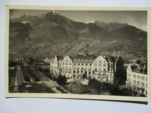 [Echtfotokarte schwarz/weiß] Merano , Hotel Emma. 