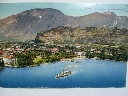 [Lithographie] Riva - La Rocca e  Grand Hotel Lido. 