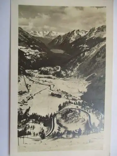 [Echtfotokarte schwarz/weiß] Alp Grüm
Blick auf Cavaglia  u. Poschiavo. 