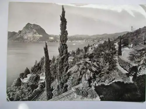[Echtfotokarte schwarz/weiß] Lugano - Castagnola. 