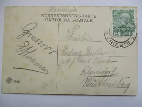 [Lithographie] Trieste 
Riva e Palazzo Carciotti. 