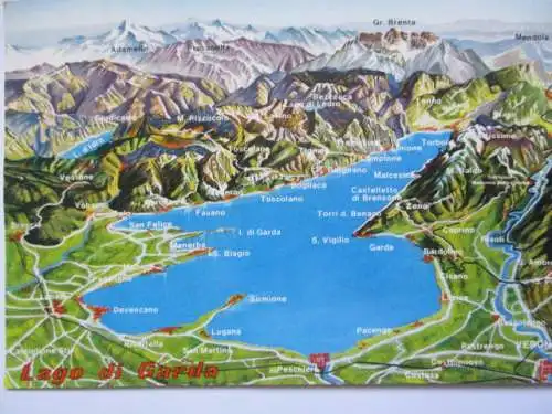 [Echtfotokarte farbig] Lago di Garda Planimetria. 