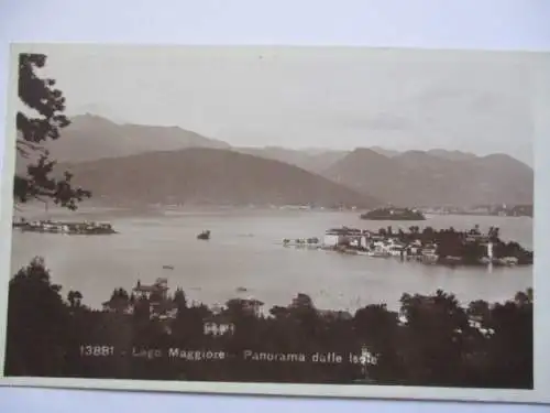 [Echtfotokarte schwarz/weiß] Lago Maggiore Panorama dalle Isole. 