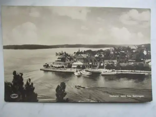 [Echtfotokarte schwarz/weiß] Vaxholm sedd fran  fästningen. 