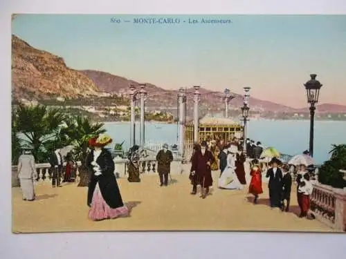 [Lithographie] Monte-Carlo,  -Les  Ascenseurs. 