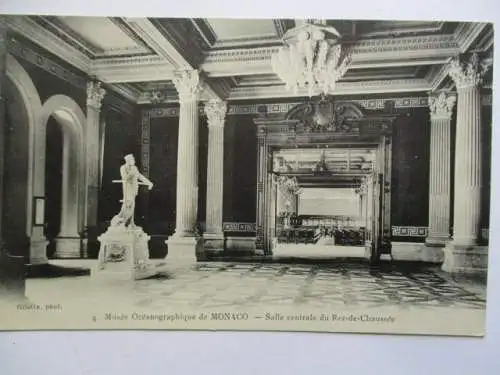 [Lithographie] Musée  Océanographique  de Monaco - Salle centrale du Rez-de-Chaussée. 