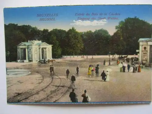 [Lithographie] Bruxelles, Brüssel
 Entré du Bois de la Cambre
Eingang des Stadtwaldes. 