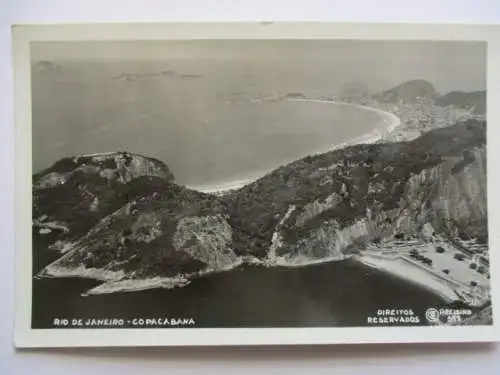 [Echtfotokarte schwarz/weiß] Rio de Janeiro - Copacabana. 
