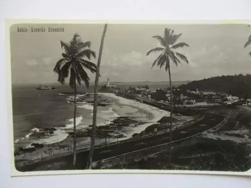 [Echtfotokarte schwarz/weiß] Bahia - Avenida Oceânica. 