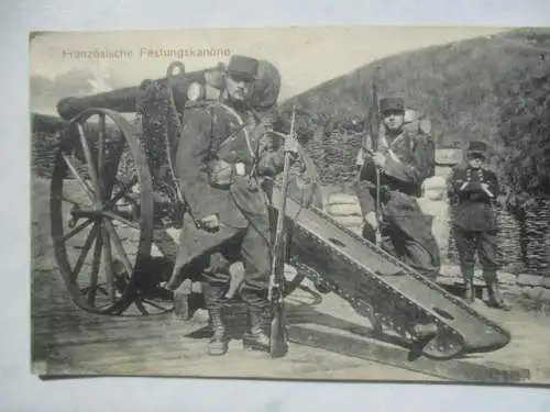 [Feldpostkarte] Französische Festungskanone. 