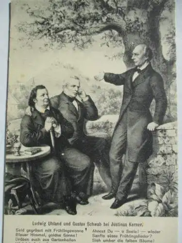 [Lithographie] Ludwig Uhland und Gustav Schwab bei Justinus Kerner
(folgend ein Gedicht von L. Uhland). 