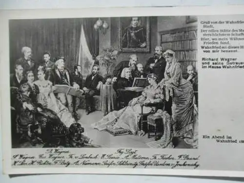 [Echtfotokarte schwarz/weiß] Richard Wagner und seine Getreuen im Hause Wahnfried
Ein Abend im Wahnfried 1880. 