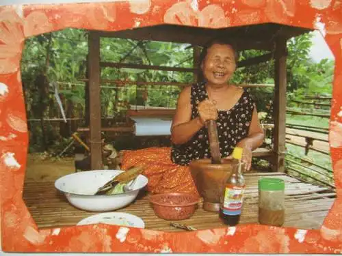 [Lithographie] Der blinden Frau Samlee aus Thailand macht es Freude ohne fremde Hilfe zu kochen. 