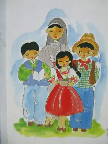 [Lithographie] Wenn Sie uns besuchen in Chalco (Mexiko) singen wir zum Willkommen ein Lied und schenken Ihnen etwas Schönes. 