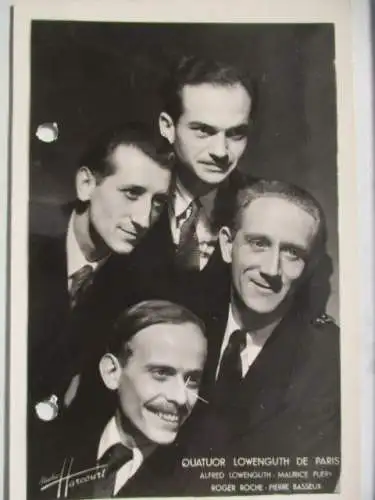[Echtfotokarte schwarz/weiß] Quatuor Löwenguth de Paris
Alfred Löwenguth  Maurice Fuery
Roger Roche  Pierre Basseaux. 
