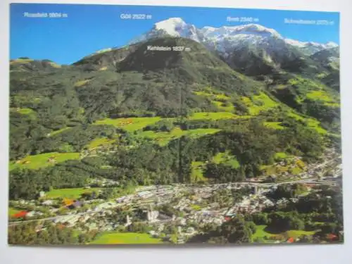 [Echtfotokarte farbig] Blick auf Berchtesgaden mit Bergpanorama. 