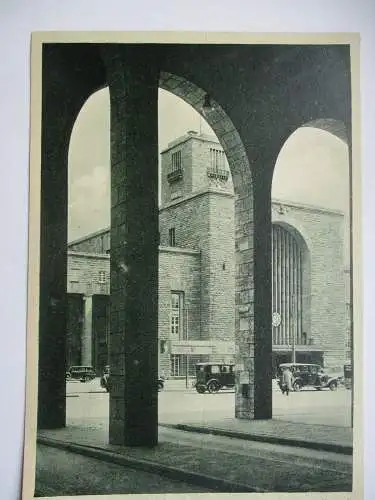 [Lithographie] Stuttgart  Blick zum Hauptbahnhof. 
