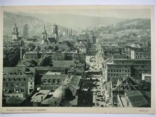 [Lithographie] Stuttgart  vom Bahnhofsturm gesehen. 