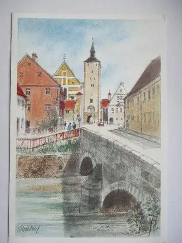 [Klappkarte] Mindelheim über die steinerne Brücke zum Untertorturm
Nach einer farbigen Zeichnung von Heinz Schubert
Nr. 65 aus der Serie Allgäuer Künstlerpostkarten. 