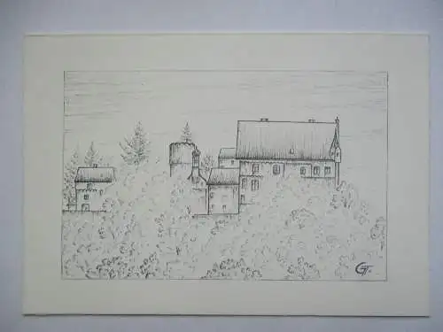 [Klappkarte] Mindelburg St. Georgenberg
Nach einer  Zeichnung von Gerold Tebbe
Der Erlös fließt dem Textilmuseum zu. 