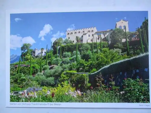 [Echtfotokarte farbig] Gärten von Schloss Trautmansdorff  bei Meran. 