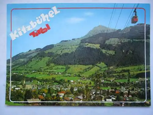 [Echtfotokarte farbig] Kitzbühel Tirol
Luftkurort,  Hahnenkammbahn gegen Kitzbüheler Horn 2000 m. 