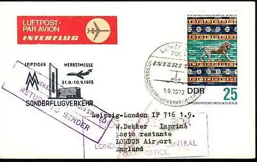 DDR Messeflug Beleg  ( z6288 ) siehe scan