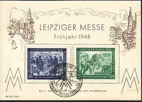 SBZ  Leipziger Messe FDC/Beleg- 1948 (m 3991 )siehe scan