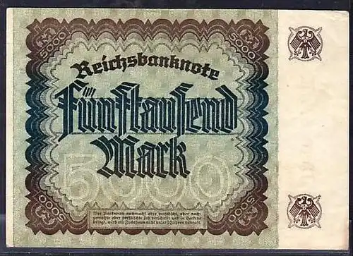Geldschein D.-Reich  5000  Mark (m5120 ) siehe scan