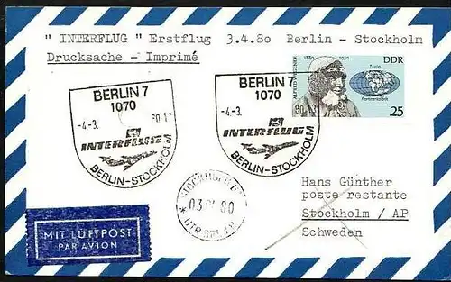 DDR  -Beleg - Flugpost   ( m 6034  ) siehe scan