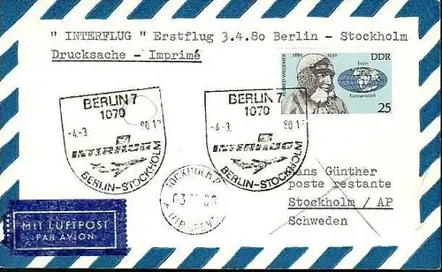DDR  -Beleg - Flugpost   ( m 6036  ) siehe scan