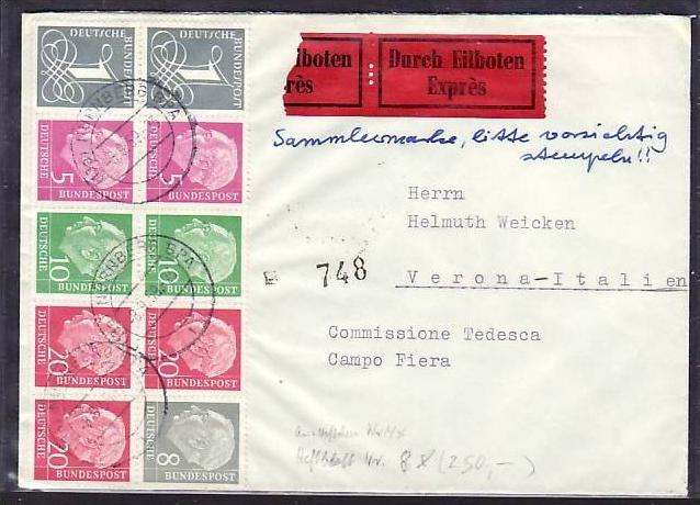 Brd Heftblatt 8x Auf Brief Nach Italien Selten M8472 Siehe Scan