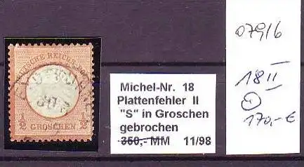 D-Reich   Nr.  18 III   o  (o7916   ) siehe scan