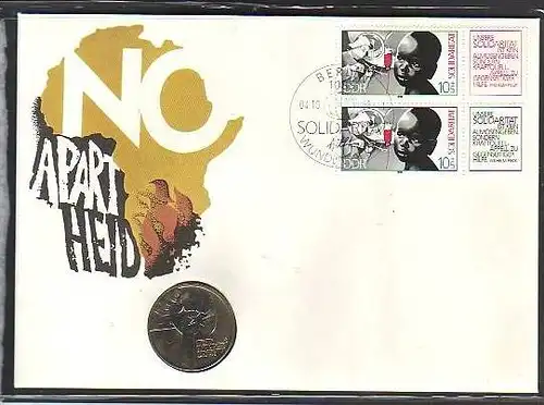 offizieller Numisbrief-DDR   Anti Apartheid  rar   (dc8874) siehe scan