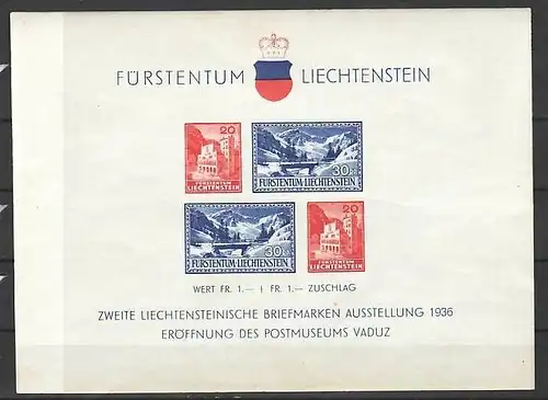 Liechtenstein  Block  2   ** etwas unfrisch  ( dc9386  ) siehe scan